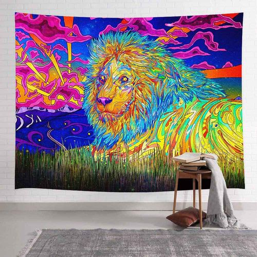 Deco Mural Decoration Chambre Femme Decoration Mural Simsant ? Tapisserie Murale Suspendue En Forme De Lion, Style Bohémien, Hippie, Montagne, Champignon, Art Pour Salon, Décoration De Maison