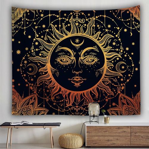 Decoration Chambre Decoration Chambre Femme Boheme Deco Tapisserie Murale Style Bohème, Mandala, Lune, Soleil, Vent, Décoration Pour Chambre À Coucher, Salon, À La Mode