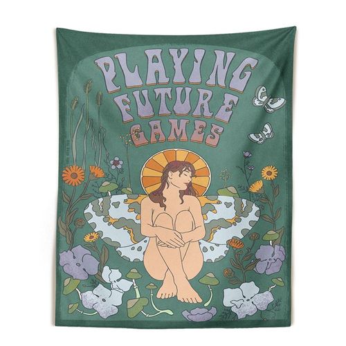 Decoration Chambre Decoration Chambre Femme Boheme Deco Tenture Murale Rétro Pour Fille 70s, Décoration Murale Colorée Psychédélique, Fleur De Champignon Et Papillon