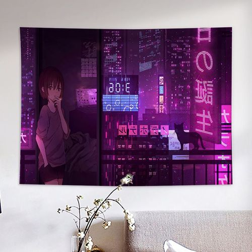Deco Mural Decoration Chambre Femme Decoration Mural Tapisserie Murale Suspendue Imprimée De Dessin Animé Japonais Ins Kawaii, Décor De Salle, Décoration Murale