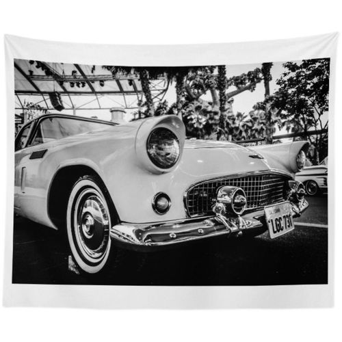 Deco Mural Decoration Chambre Femme Decoration Mural Tapisserie Murale De Fond De Salon, Noir Et Blanc, Voiture Classique Rétro, Nordique Simple, Tissu De Décoration Hippie Pour Dortoir