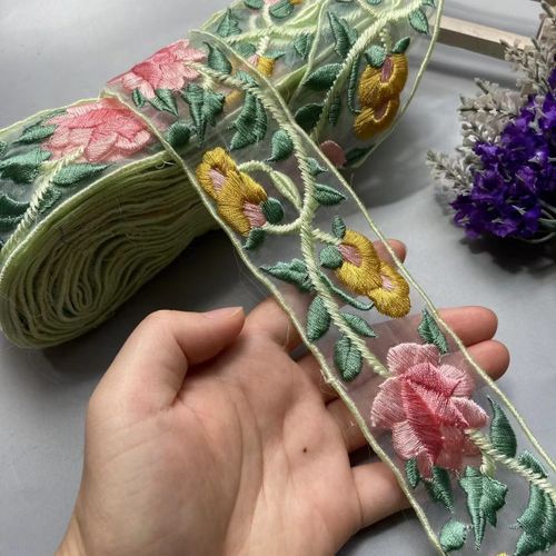 Ruban De Dentelle Soluble Dans L'eau Pour L'artisanat,Coupe De Codes-Barres,Vêtements De Bricolage,Accessoires De Sac,Tissu Brodé,1 Mètre,5cm - Type Flower 5-4.8cm
