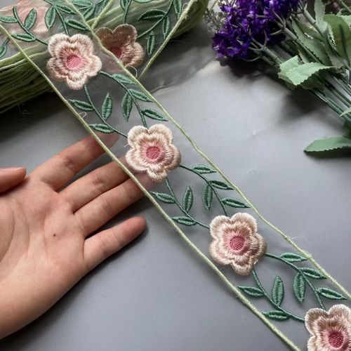 Ruban De Dentelle Soluble Dans L'eau Pour L'artisanat,Coupe De Codes-Barres,Vêtements De Bricolage,Accessoires De Sac,Tissu Brodé,1 Mètre,5cm - Type Flower 3-4.8cm