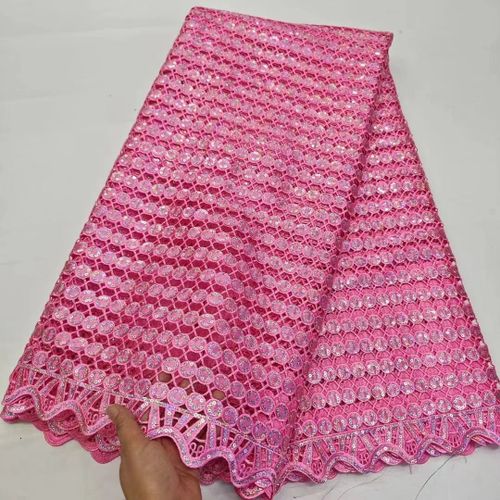 Tissu Africain En Dentelle Guipure Avec Paillettes Pour Robe De Mariée,Bleu Royal,Dernière Collection 2024,Pour Femme - Type 5yars (4.5meters) #T