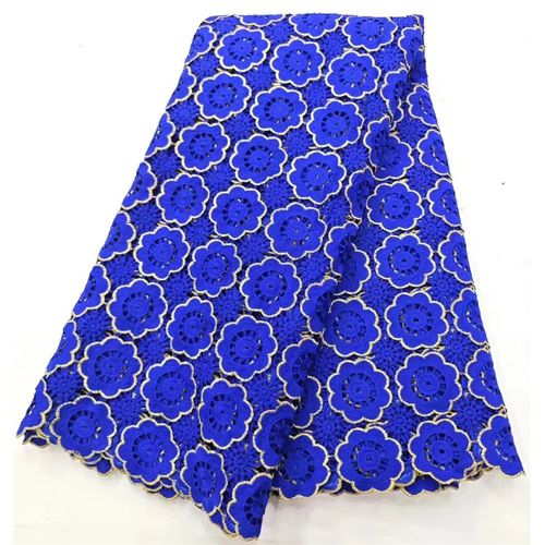 Tissu Africain En Dentelle Guipure Avec Paillettes Pour Robe De Mariée,Bleu Royal,Dernière Collection 2024,Pour Femme - Type 5yars (4.5meters) #V