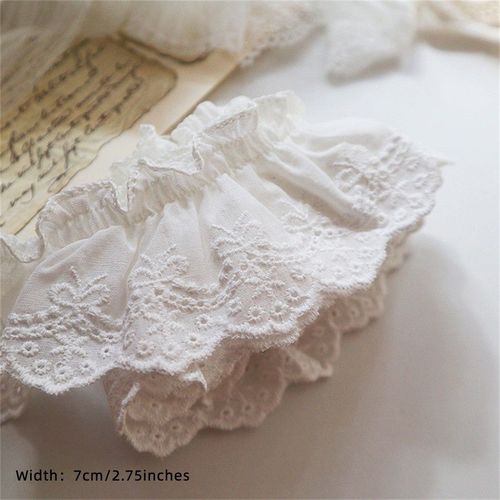 Tissu En Dentelle De Fleurs Brodées De Luxe Avec Décalcomanie,Marionnette,Beurre,Vêtements Cousus Bricolage,Col À Volants,Accessoires De Mariage Guipure,7cm De Large - Type White 7cm-2 Yard #B