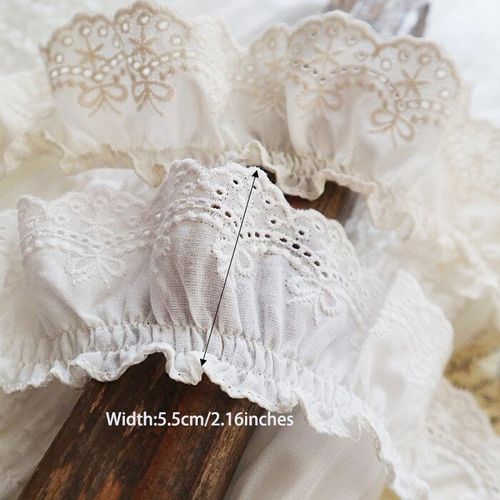 Tissu En Dentelle De Fleurs Brodées De Luxe Avec Décalcomanie,Marionnette,Beurre,Vêtements Cousus Bricolage,Col À Volants,Accessoires De Mariage Guipure,7cm De Large - Type White 5.5cm-2 Yard