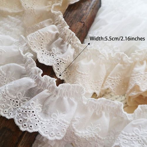 Tissu En Dentelle De Fleurs Brodées De Luxe Avec Décalcomanie,Marionnette,Beurre,Vêtements Cousus Bricolage,Col À Volants,Accessoires De Mariage Guipure,7cm De Large - Type Beige 5.5cm-2 Yard