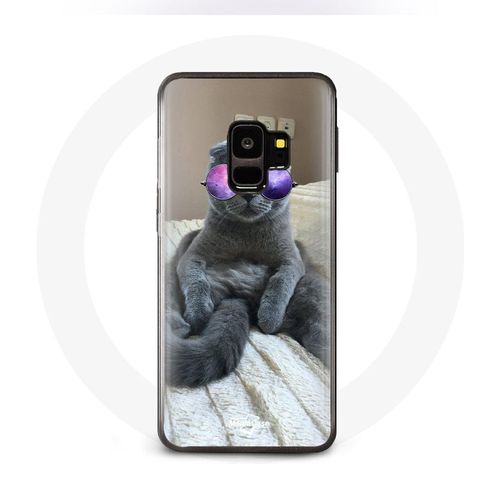 Coque Pour Samsung Galaxy S9 Plus Chat Avec Lunettes De Vue Violettes