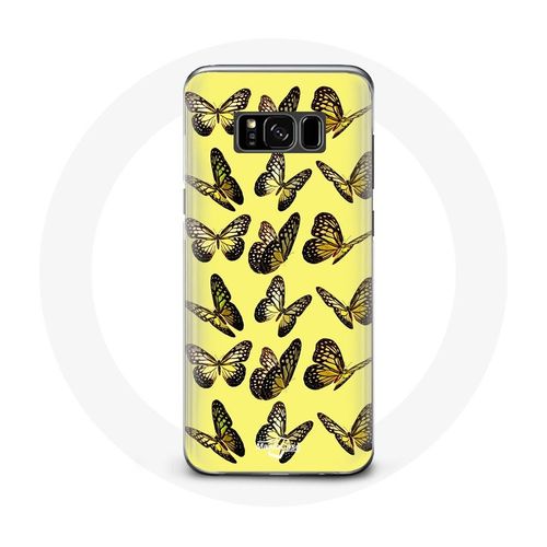 Coque Pour Samsung Galaxy S8 Plus Papillons Fond Jaune