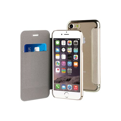 Muvit Life Bling Folio - Étui À Rabat Pour Téléphone Portable - Transparent, Bord Doré