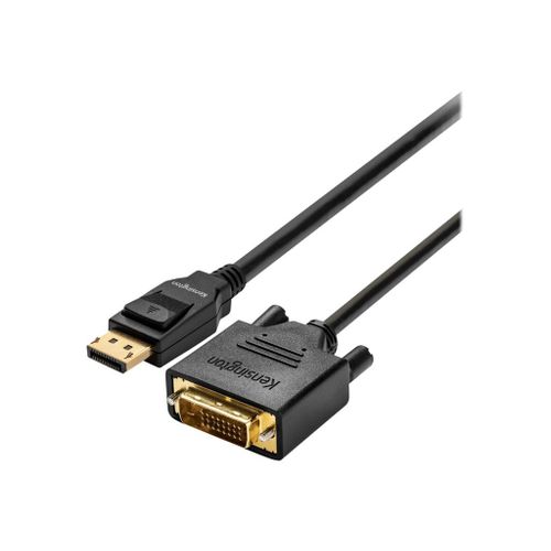 Kensington DisplayPort 1.1 (M) to DVI-D (M) Passive Cable, 6ft - Câble adaptateur - DisplayPort (M) pour DVI-D (M) - DisplayPort 1.1 - 1.83 m - passif, vis moletées, support 1080p - noir