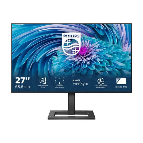 Philips E-line 272E2FA - Écran LED - 27" - 1920 x 1080 Full HD (1080p) @ 75 Hz - IPS - 350 cd/m² - 1000:1 - 1 ms - HDMI, VGA, DisplayPort - haut-parleurs - noir texturé