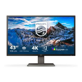 Philips 439P1 - Écran LED - 43" - 3840 x 2160 4K @ 60 Hz - VA - 400 cd/m² - 4000:1 - DisplayHDR 400 - 4 ms - 3xHDMI, DisplayPort, USB-C - haut-parleurs - texture noire