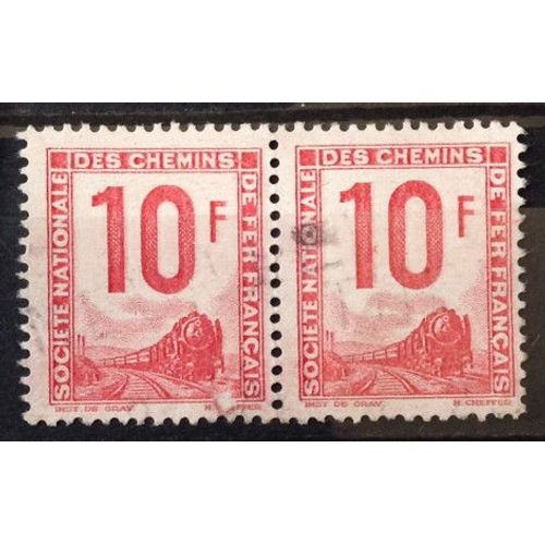 Colis Postaux - Petits Colis - 10f Rose (Très Joli N° 10) - Paire Obl - Cote 3,40 - France Année 1944 - Brn83 - N25038