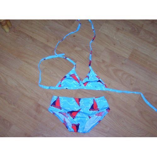 Maillot 2 Pièces Darina Fond Turquoise Et Bateaux 6 Ans Neuf
