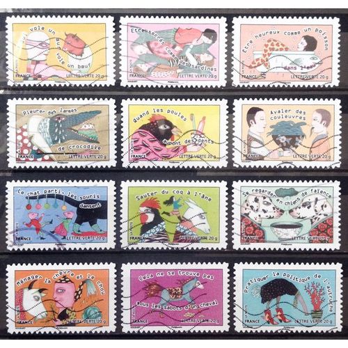Série Sourires - Sauter Du Coq À L'ane - Expressions Imagées 2013 - N° 789 790 791 792 793 794 795 796 797 798 799 800 Obl - Cote 7,20 - France Année 2013 - Brn83 - N28170