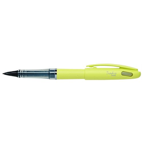 Pentel Feutre Plume Tradio Trj97 Encre Noire Corps Pastel Mimosa