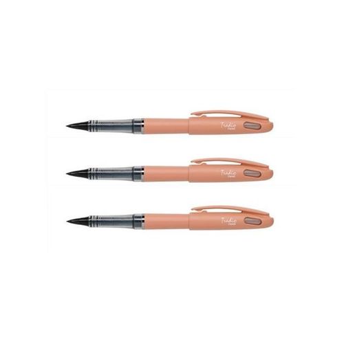 Pentel Lot De 3 Feutres Plume Tradio Trj97 Encre Noire Corps Pastel Orange