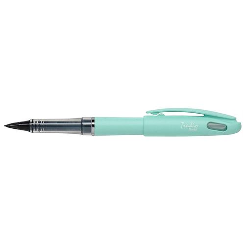 Pentel Feutre Plume Tradio Trj97 Encre Noire Corps Pastel Vert Bourgeon
