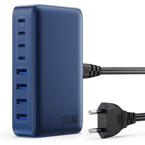 200w Usb C Charger, Fast Charger With Gan Iii Tech, 8 Ports Pd Qc Pps Multiple Socket, 65w Laptop Charger Adapter Compatible With Macbook Pro/Air Laptop, Iphone, Ipad Pro, Galaxy, Steamdeck