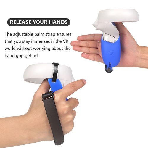 Grip De Protection Compatible Oculus Quest 2 Manette Accessoire Housse De Protection Avec Sangle Réglable - Bleu
