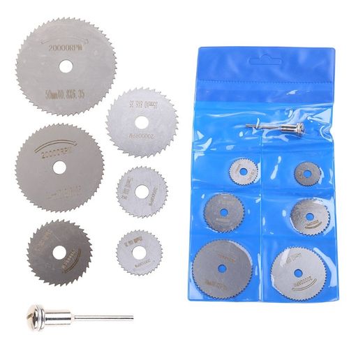 29EF Mini scie circulaire en acier rapide, 7 pièces/ensemble, lame de coupe rotative, disques de roue, mandrin, accessoires de meulage électrique