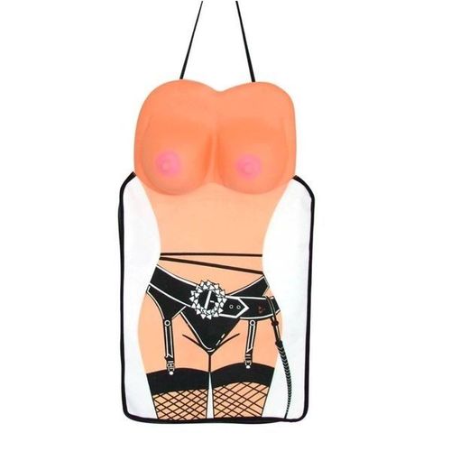 Tablier Femme Sexy Avec Seins En 3d Et Porte-Jarretelles Et Ceinture
