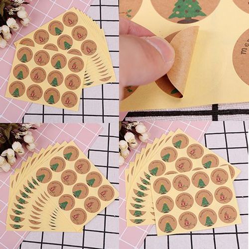 Autocollant Cadeau Artisanal, Étiquette De Scellage, Hibou, Arbre De Noël, Fait À La Main, Pour Emballage De Gâteau, Pâtisserie, Diy Bricolage, 120 Pièces