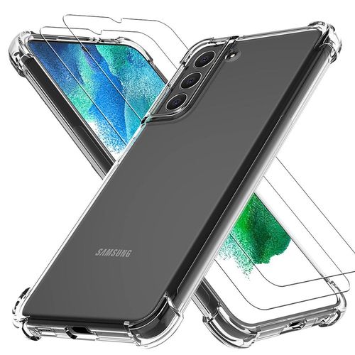 Coque Samsung Galaxy S22 Plus 5g Antichoc Silicone Coins Renforcés + 2 Vitres En Verre Trempé Protection Écran