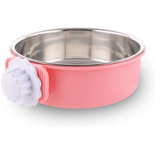 Caisse Chien Bol Amovible En Acier Inoxydable Gamelle À Suspendre Pour Animal Domestique Cage Petit Bol D'eau Feeder Nourriture Pour Chiens Chats Lapins Birdsgreen Pet Supplies Grand Rose Avec Fleur Vis