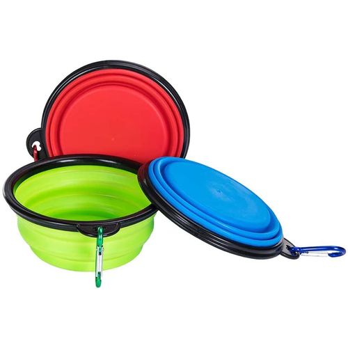 Gamelle Chien De Voyage Pour Chien Et Chat, Pliable Gamelle Chien En Silicone, Un Ensemble De 3 Pièces