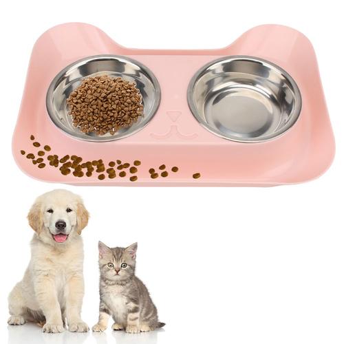 Bol D'alimentation Pour Animaux De Compagnie, Distributeur De Nourriture Pour Chien Et Chat, Récipient De Nourriture, Plateau D'alimentation Portable, Étanche, Double Plat En Acier Inoxydable, Pas De