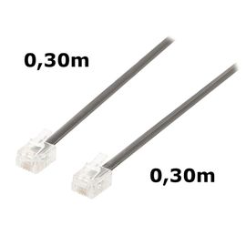 Cordon Téléphone ou ADSL RJ11 mâle vers RJ11 mâle - noir - 0,30 m