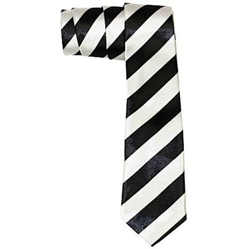 Slim Satin Cravate - Diagonal Noir / Argent
