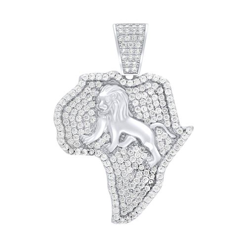 Premium Bling - 925 Argent Sterling Afrique Lion Pendentif