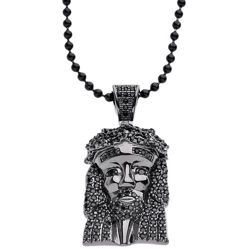 Iced Out Bling Micro Pave Chaîne - Mini Jésus Noir