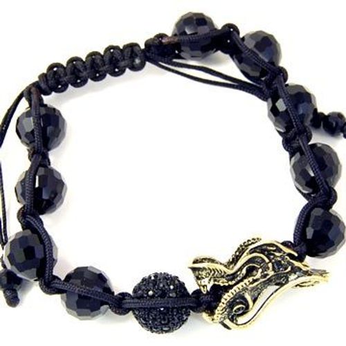 Unisex Bling Bracelet - Disco Ball Onyx Dragon Or