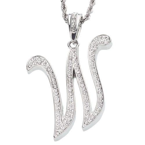 Iced Out Bling Script Lettre Chaîne - W