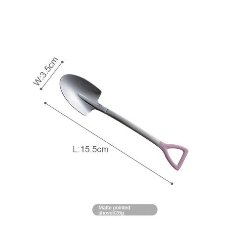 Cuillère Créative En Forme De Pelle En Acier Inoxydable, Fourchette Rose Unie Vaisselle À Long Manche Cuillère À Café Cuillère À Remuer
