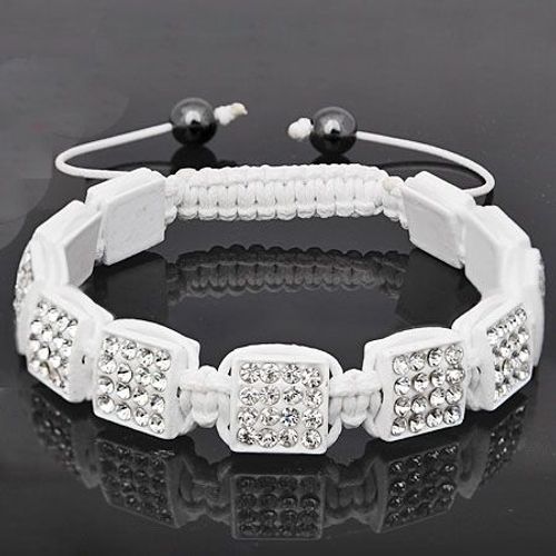 Unisex Bling Beads Bracelet - Square Blanc