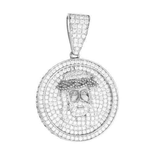 Premium Bling - 925 Argent Sterling Jesus Mini Pendentif