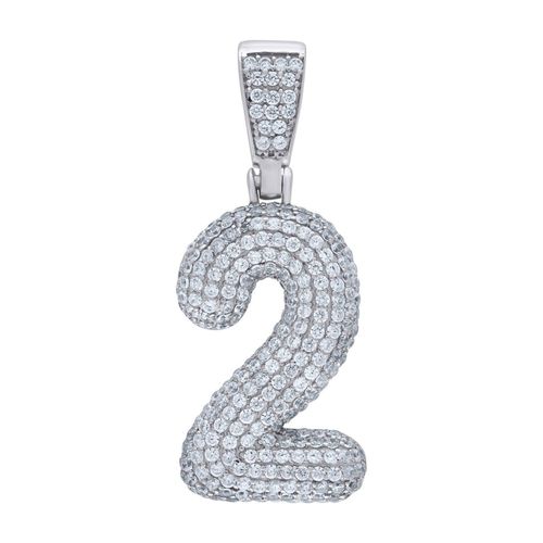 Premium Bling 925 Argent Sterling 38mm Pendentif Nombre 0