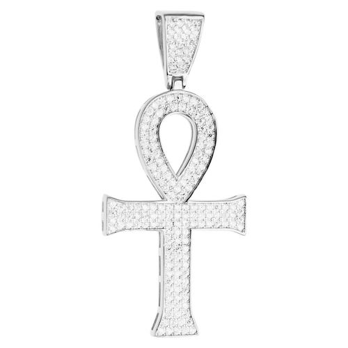 Premium Bling - 925 Argent Sterling Ânkh Croix Pendentif