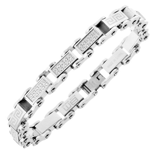 Master Acier Inoxydable Micro Pave Bracelet - 10mm Argent