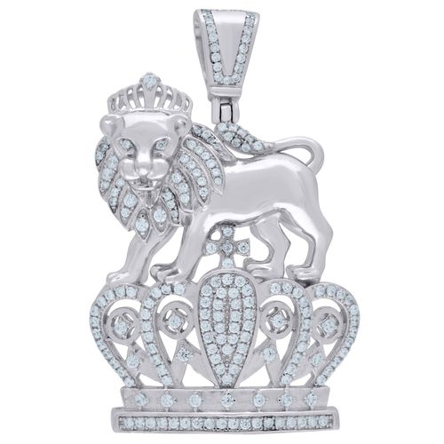 Premium Bling - 925 Argent Sterling King Lion Pendentif