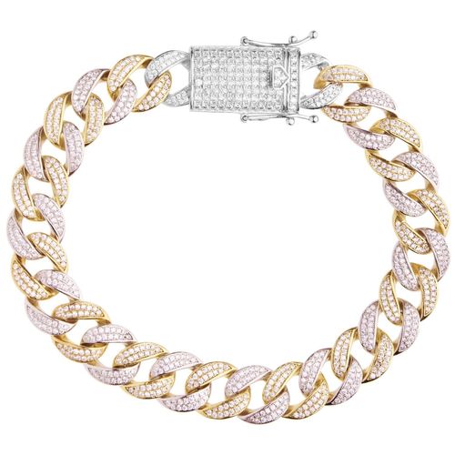 Prime Bling 925 Bracelet En Argent - Miami Curb 12mm