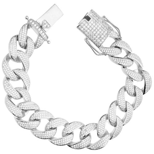 Prime Bling 925 Bracelet En Argent - Miami Curb 18mm