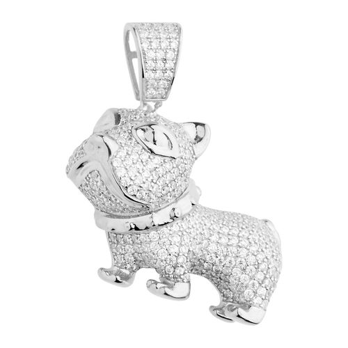 Premium Bling - 925 Argent Sterling 3d Chien Pendentif