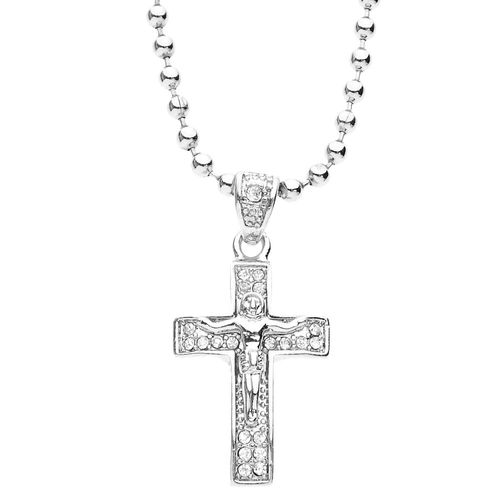 Iced Out Bling Fashion Chaîne - Micro Croix D'argent